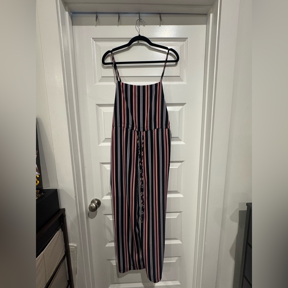 Forever 21 Striped Jumpsuit - Black, White, Pink